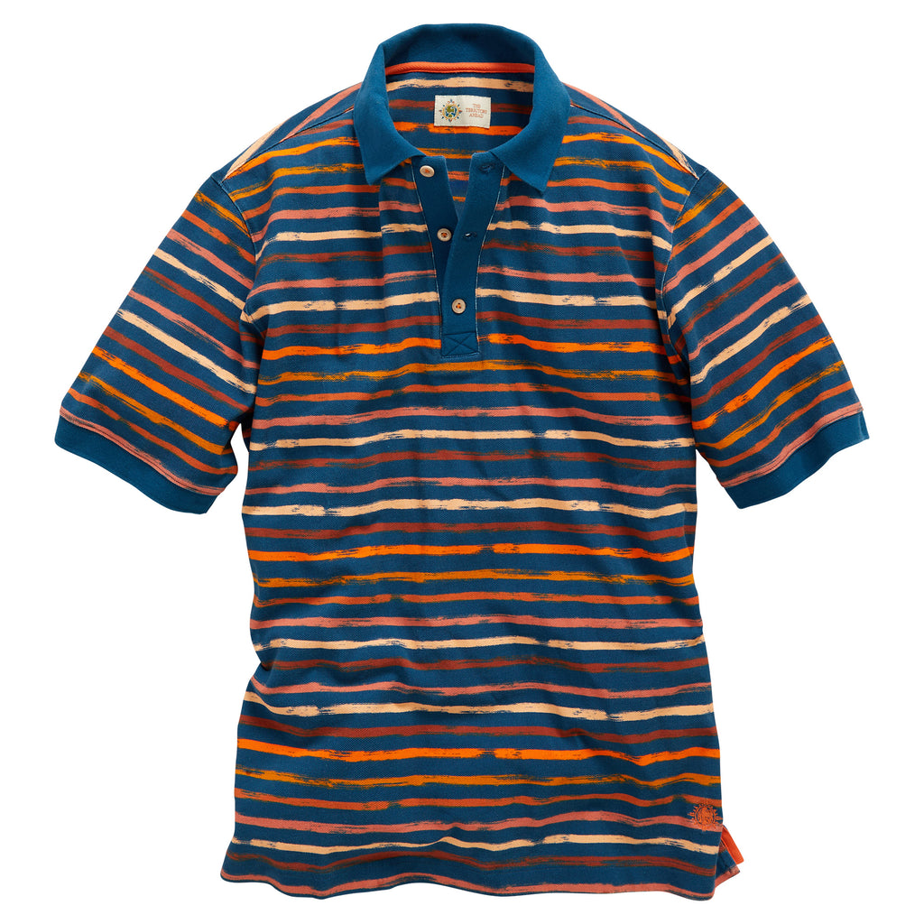 Web stripe-collar piqué polo shirt