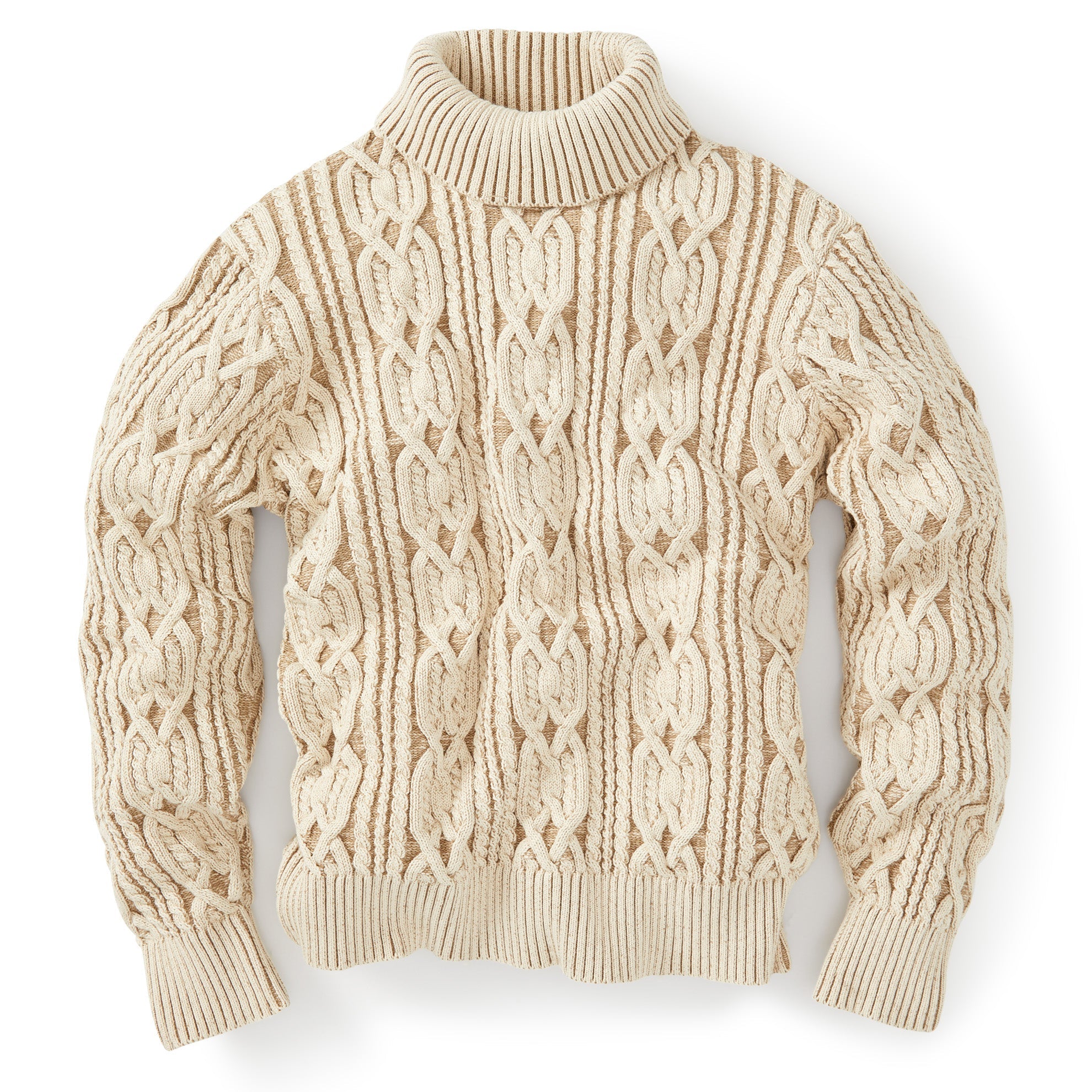 Snowfield Cable Knit Turtleneck Sweater Khaki Small